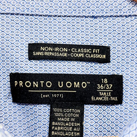PRONTO UOMO Light Blue Patterned Button-Up Shirt | Men’s XL * - Picture 7 of 8